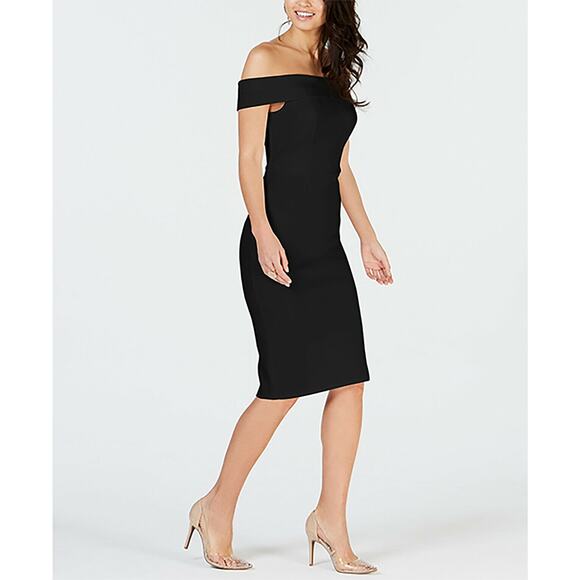 Thalia Sodi Dresses & Skirts - Thalia Sodi Off-The-Shoulder Neckline Bodycon Dress Back Zip Black X-Large